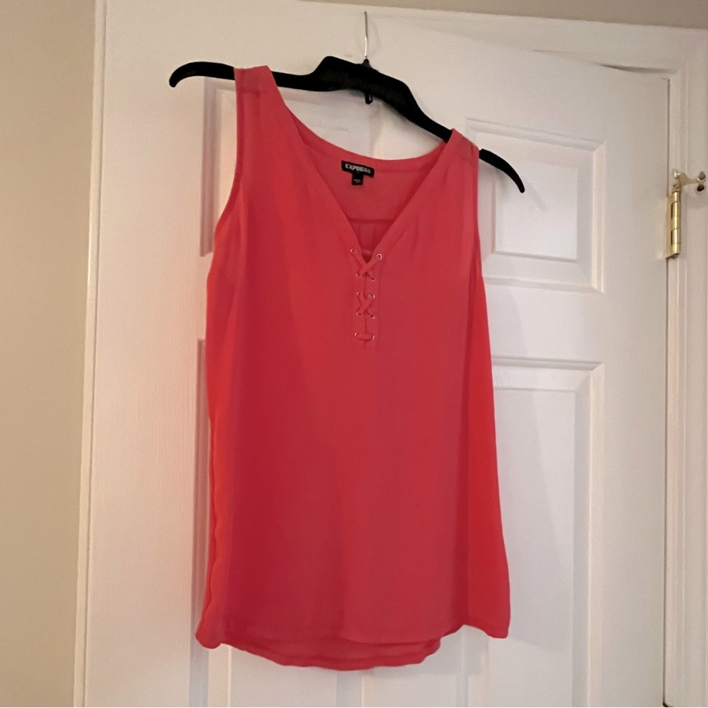 Express Pink Lace-Up Tank